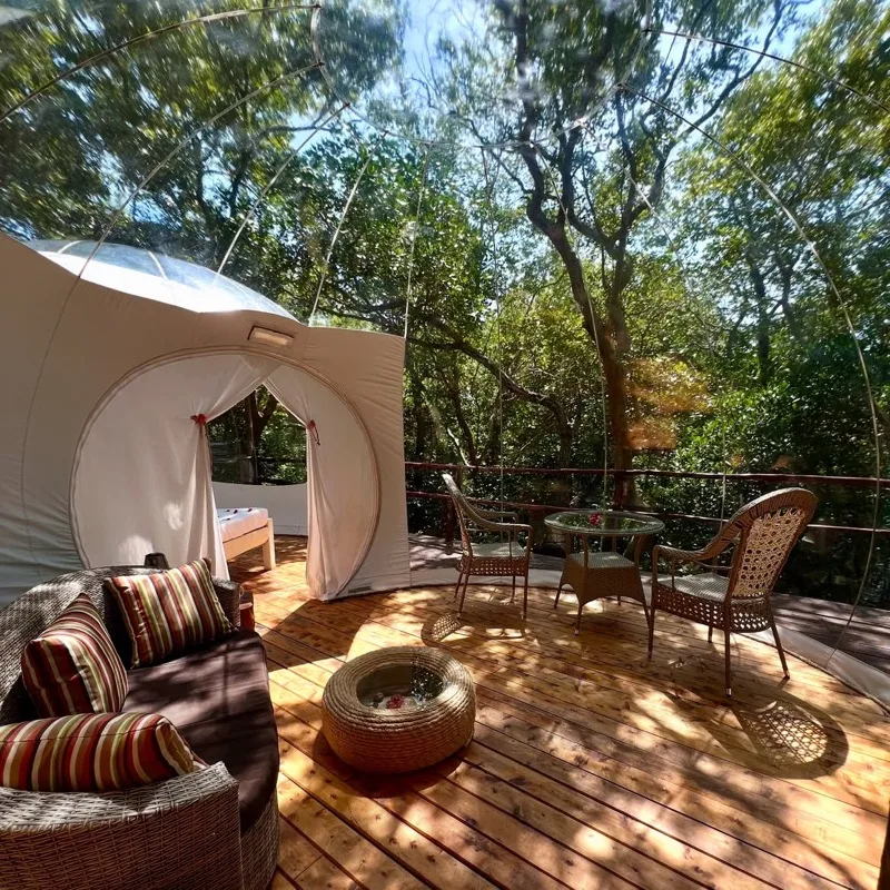 Wooden terrace under the baobab