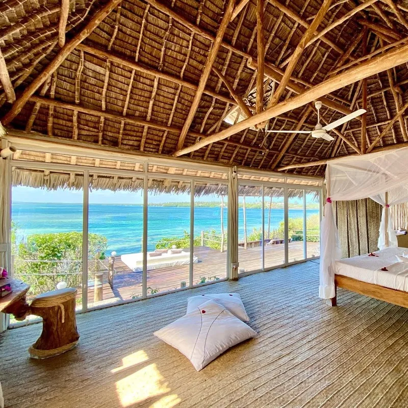 The Imperial Banda suite with its wide wooden terrace looking out over Mida Creek and the ocean