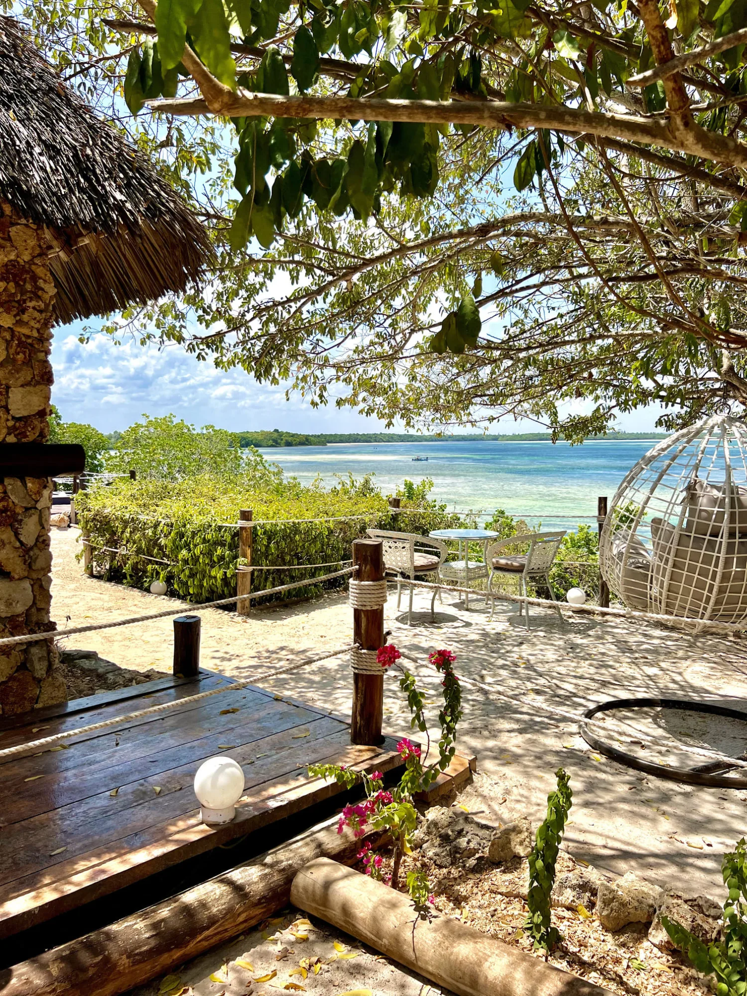 The Imperial Banda suite with its wide wooden terrace looking out over Mida Creek and the ocean